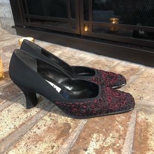Vintage Palizzio Red and Black Statement Heels - Size 7